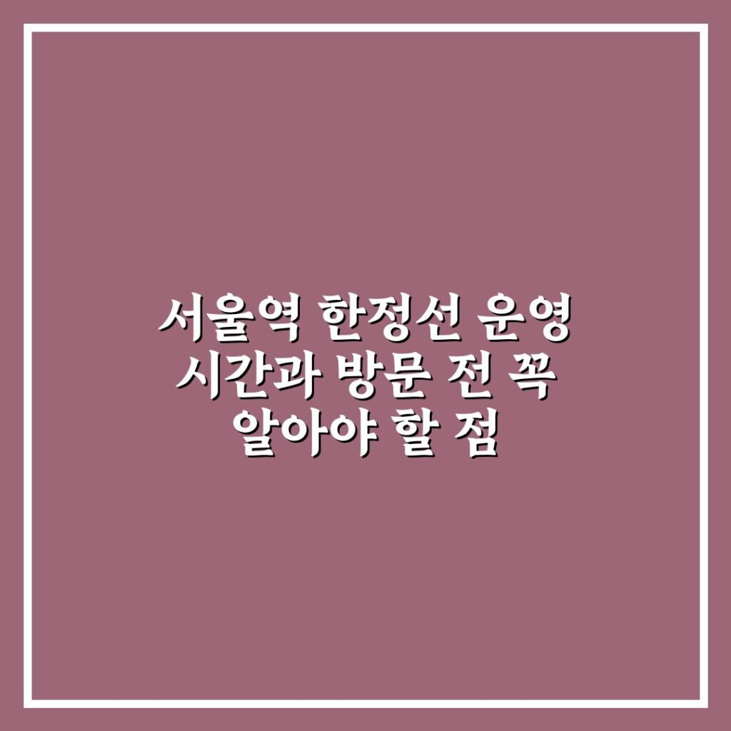서울역 한정선 운영 시간과 방문 전 꼭 알아야 할 점