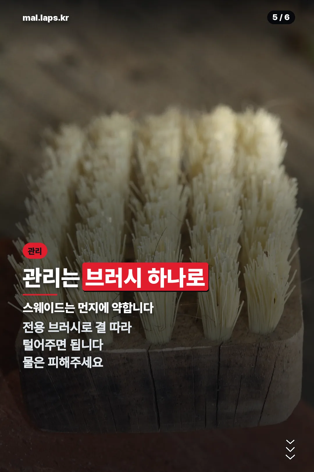 스웨이드 관리는 브러시로